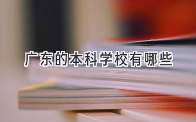 广东的本科学校有哪些