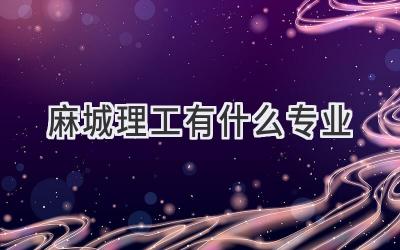麻城理工有什么专业