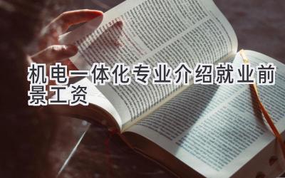机电一体化专业介绍就业前景工资
