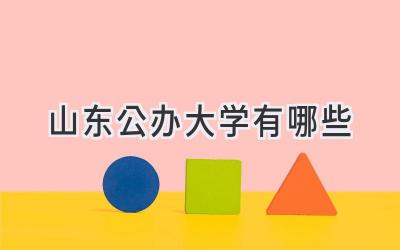 山东公办大学有哪些