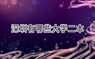深圳有哪些大学二本