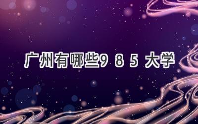 广州有哪些985大学